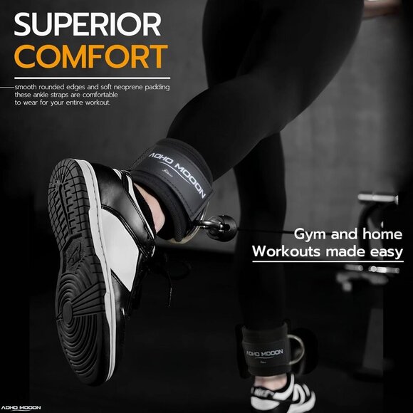 Ankle Cuffs Steel Cotton Adjustable Workout Leg Straps for Glute Exercises - Picture 5 of 6